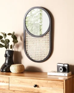Vægspejl BALEAL 30 cm 56 cm Rattan Naturlig