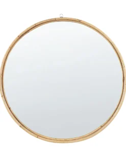 Vægspejl BARUNG 60 cm 60 cm Rattan Naturlig Beige