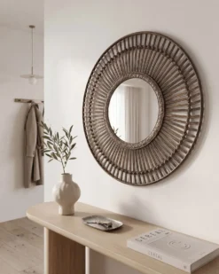 Vægspejl BLASITO 66 cm 66 cm Bambus Brun