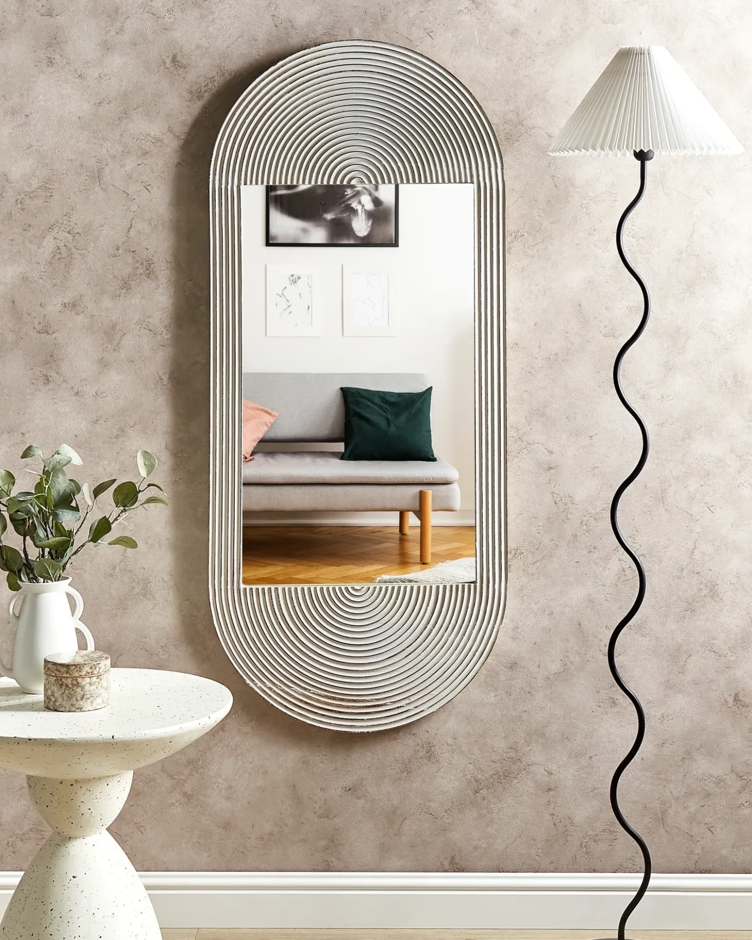 Vægspejl BRIANT 56 cm 130 cm Mangotræ Hvid