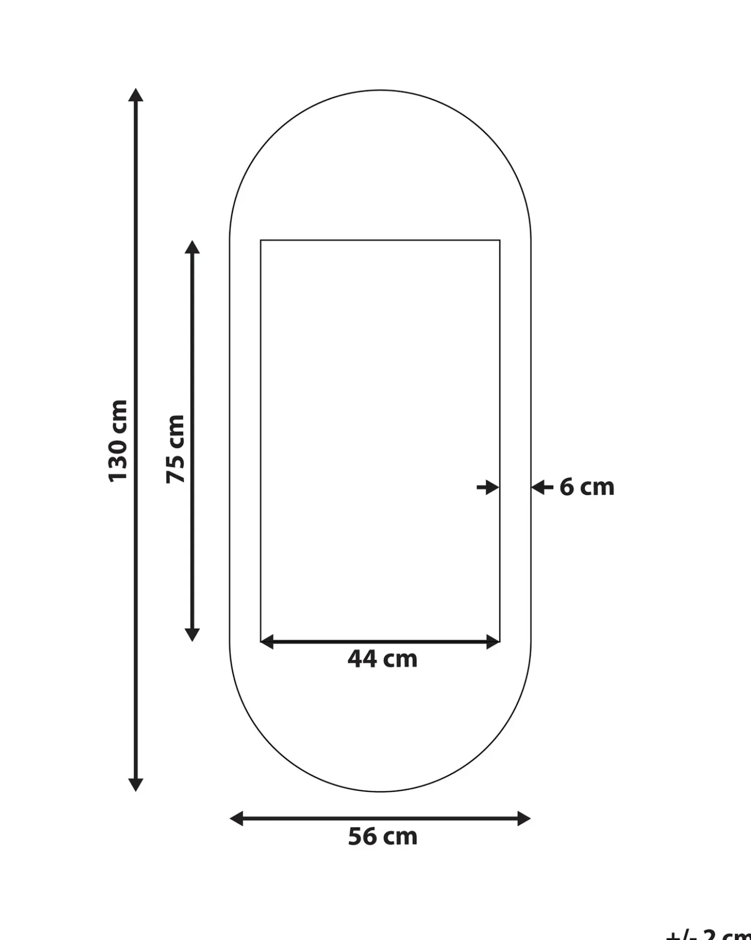 Vægspejl BRIANT 56 cm 130 cm Mangotræ Hvid