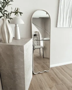 Vægspejl BUSSY 45 cm 145 cm Metal Cremehvid