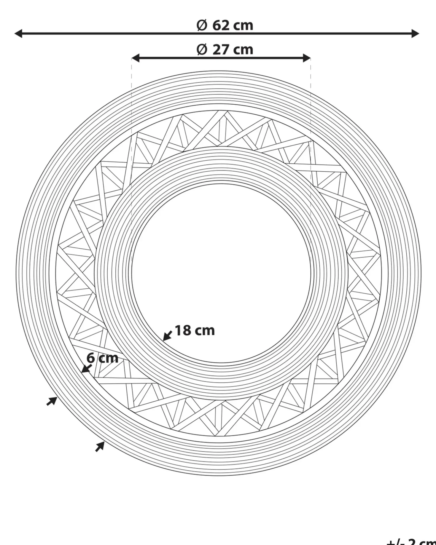 Vægspejl CACOMA 62 cm 62 cm Bambus Brun