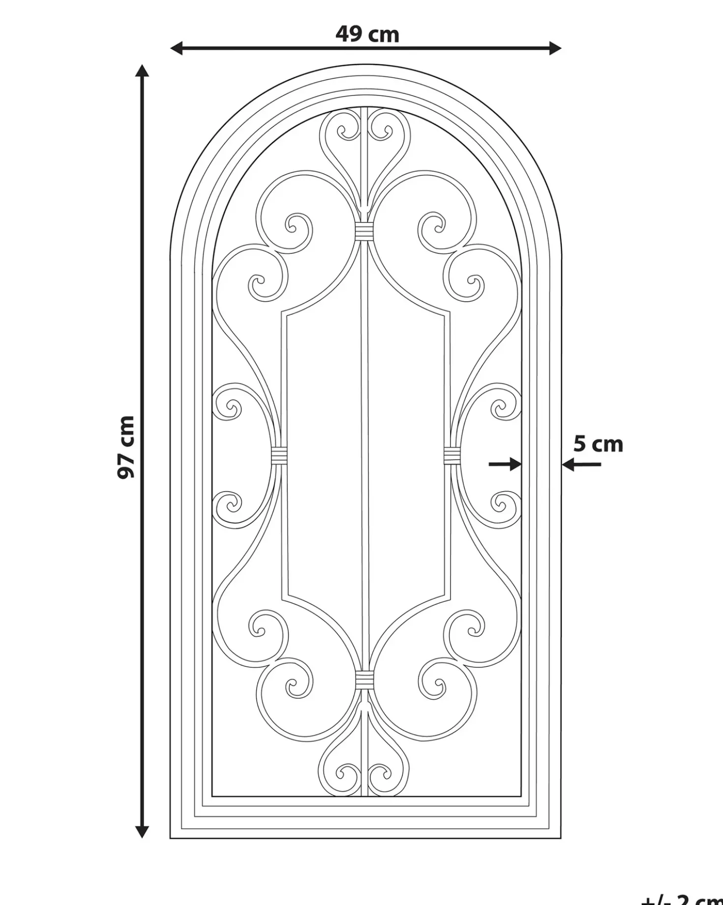 Vægspejl CAMPEL 49 cm 97 cm Metal Sort
