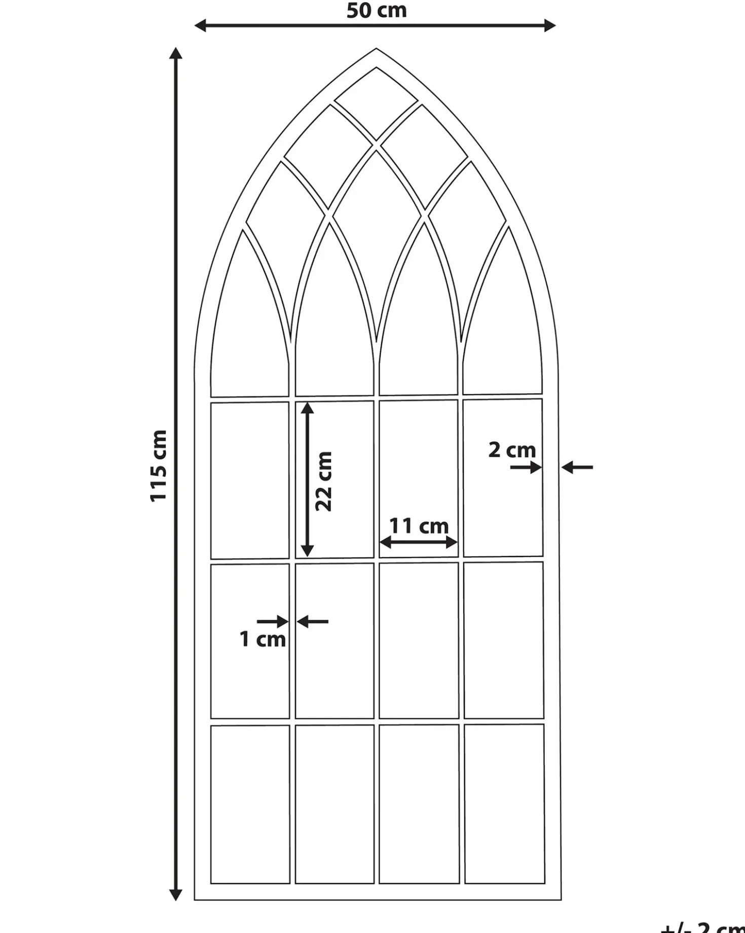 Vægspejl CASSEL 50 cm 115 cm Metal Sort