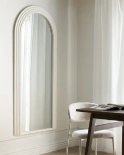 Vægspejl DIJON 80 cm 170 cm Træ Cremehvid