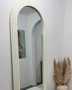 Vægspejl DIJON 80 cm 170 cm Træ Cremehvid