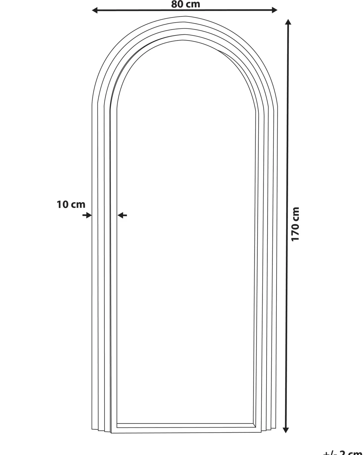 Vægspejl DIJON 80 cm 170 cm Træ Cremehvid