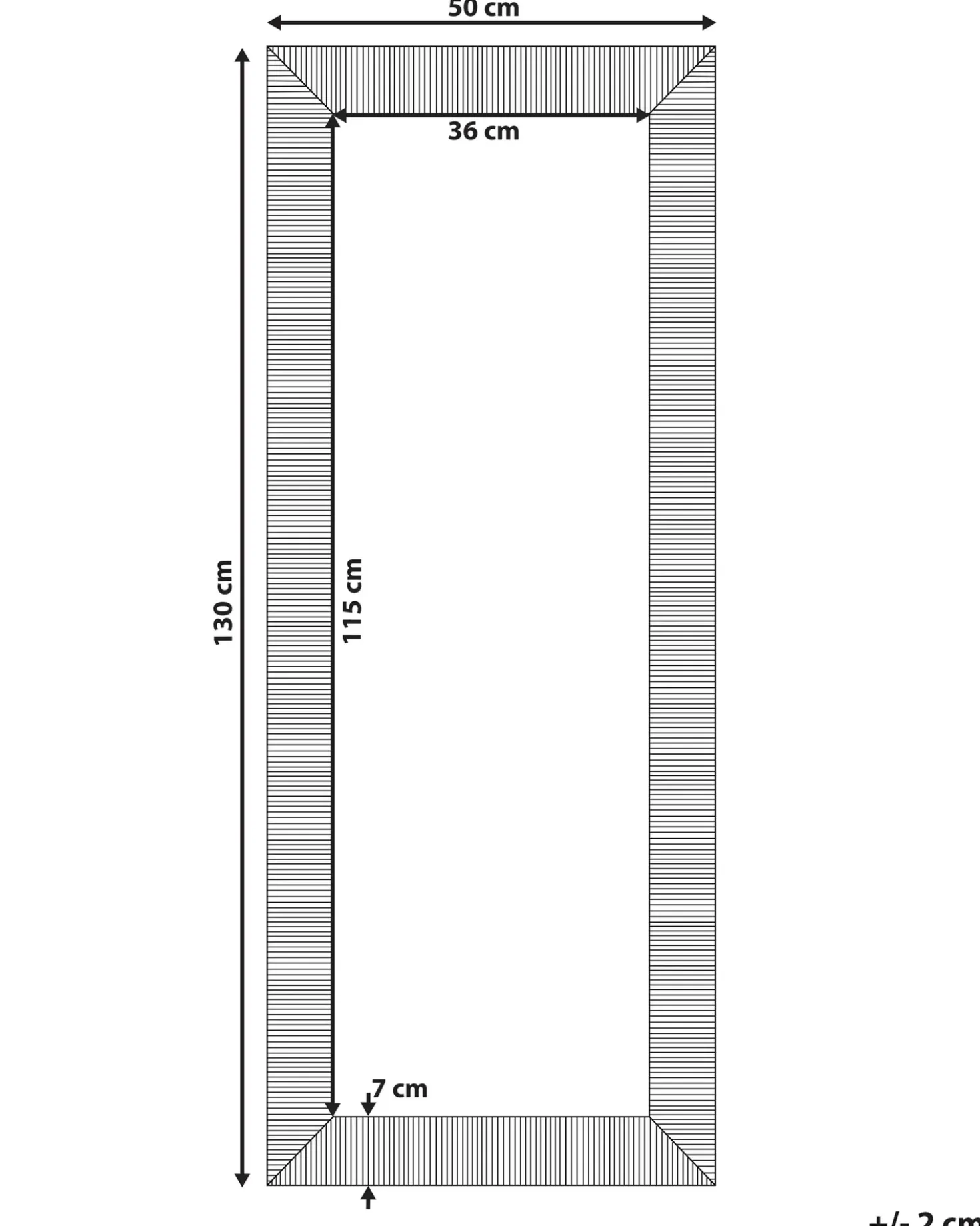 Vægspejl DRAVEIL 50 cm 130 cm Sort