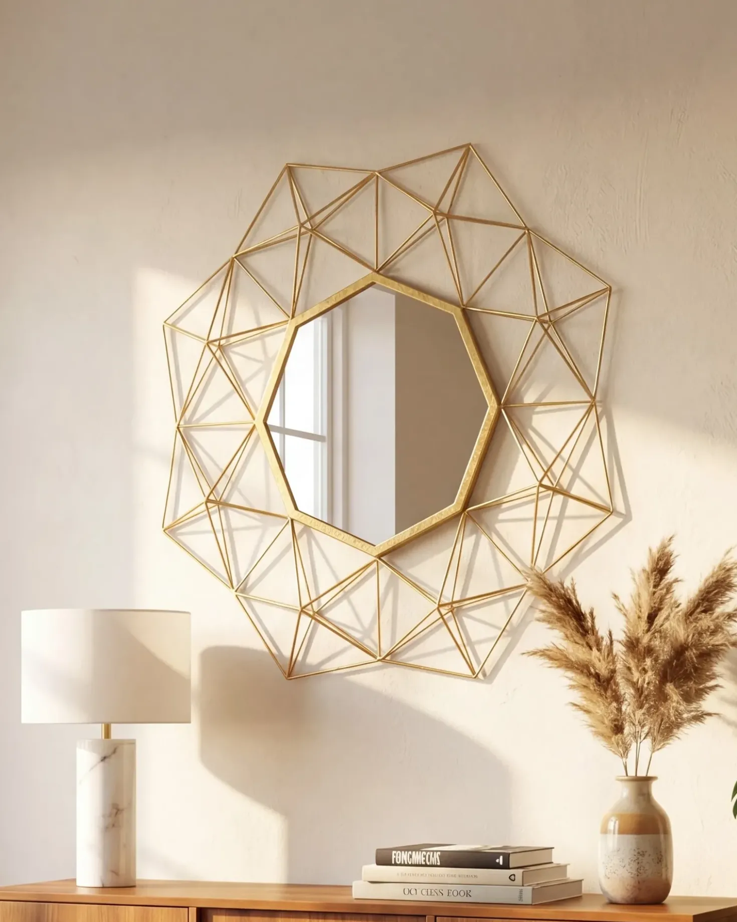 Vægspejl GAILLAC 80 cm 80 cm Metal Guld