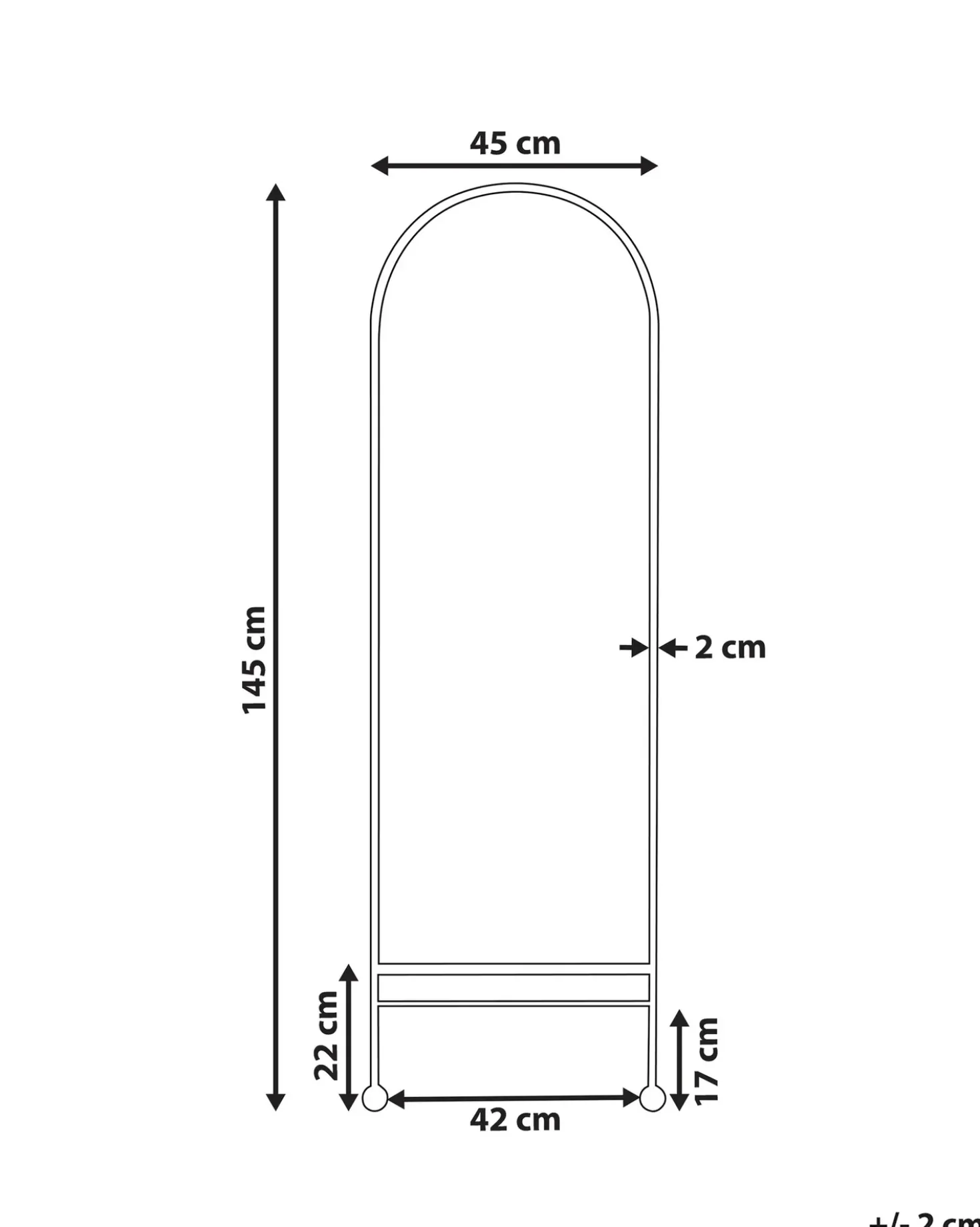 Vægspejl JARNAGES 45 cm 145 cm Metal Hvid