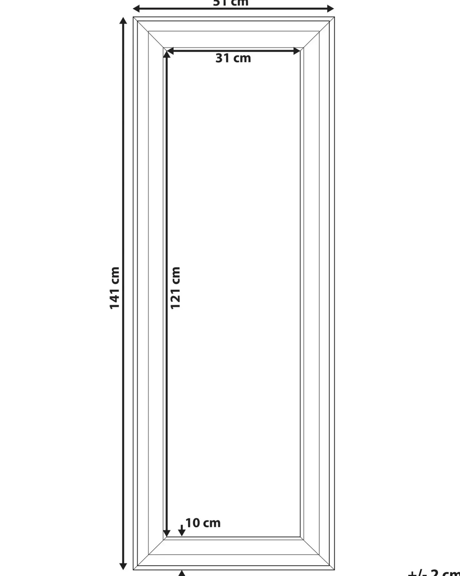 Vægspejl LUNEL 51 cm 141 cm Sort