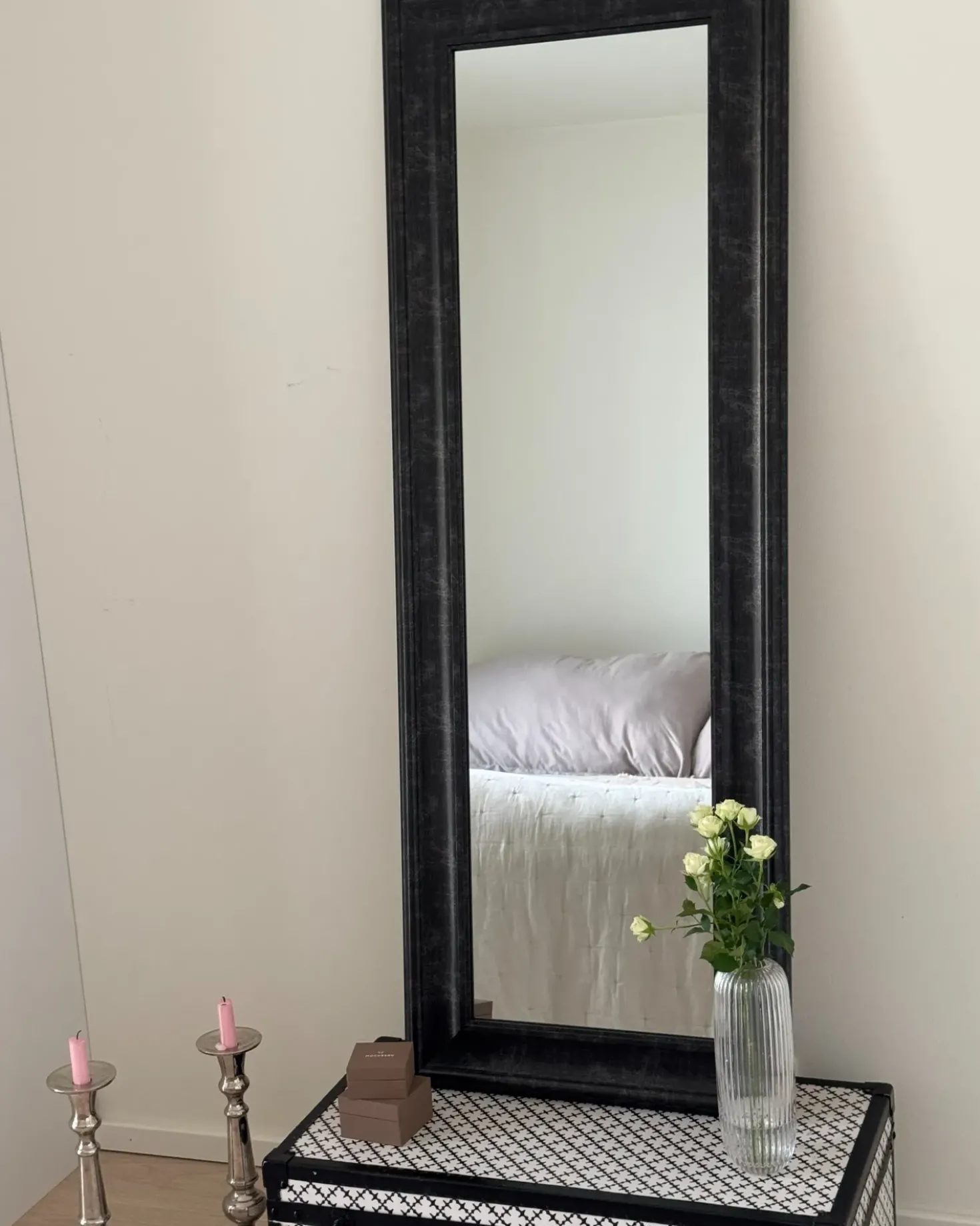 Vægspejl LUNEL 51 cm 141 cm Sort