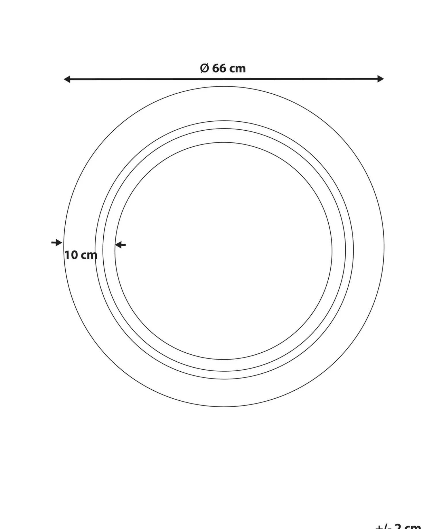 Vægspejl MALO 66 cm 66 cm Sort