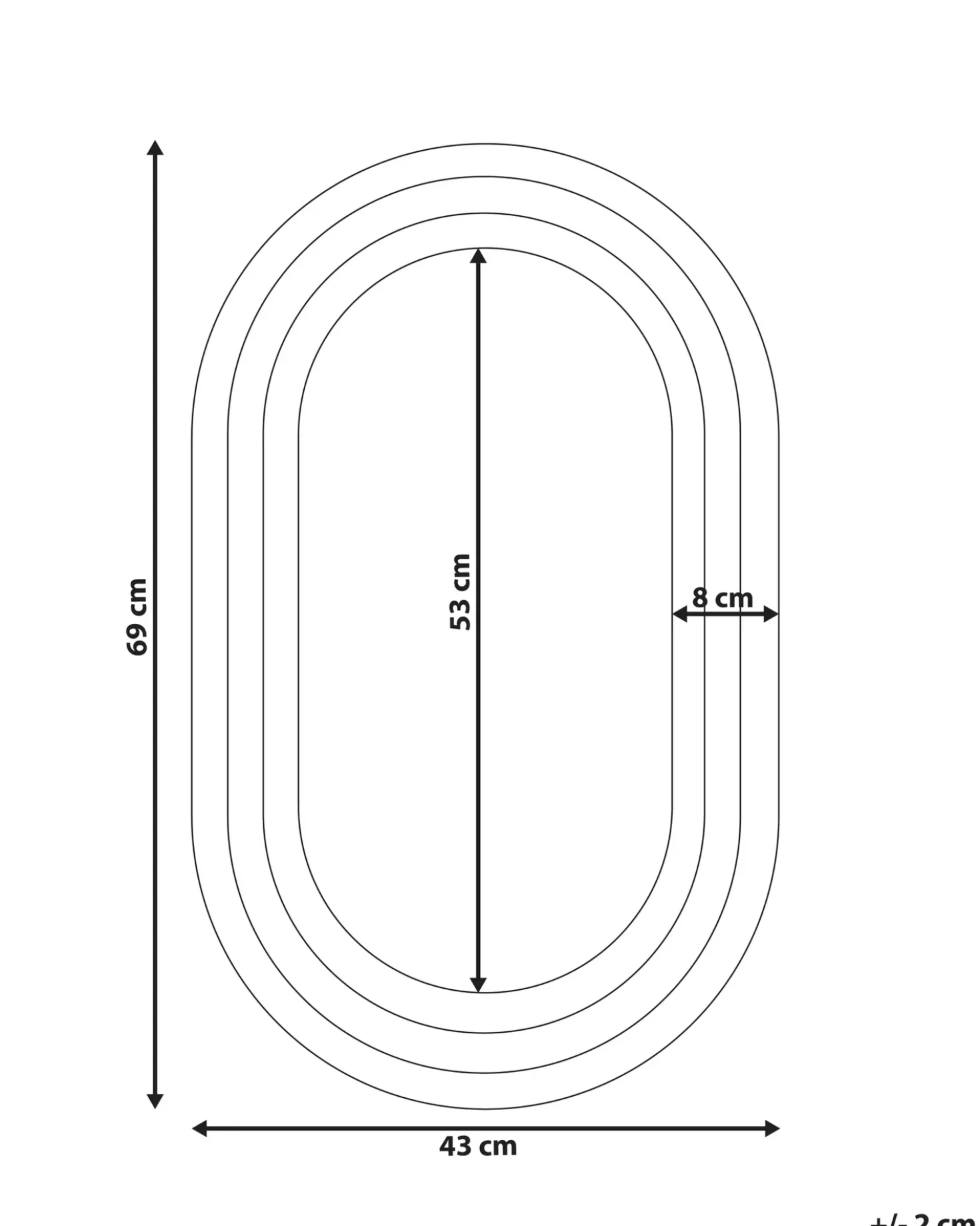 Vægspejl MASSILLY 43 cm 69 cm Sort
