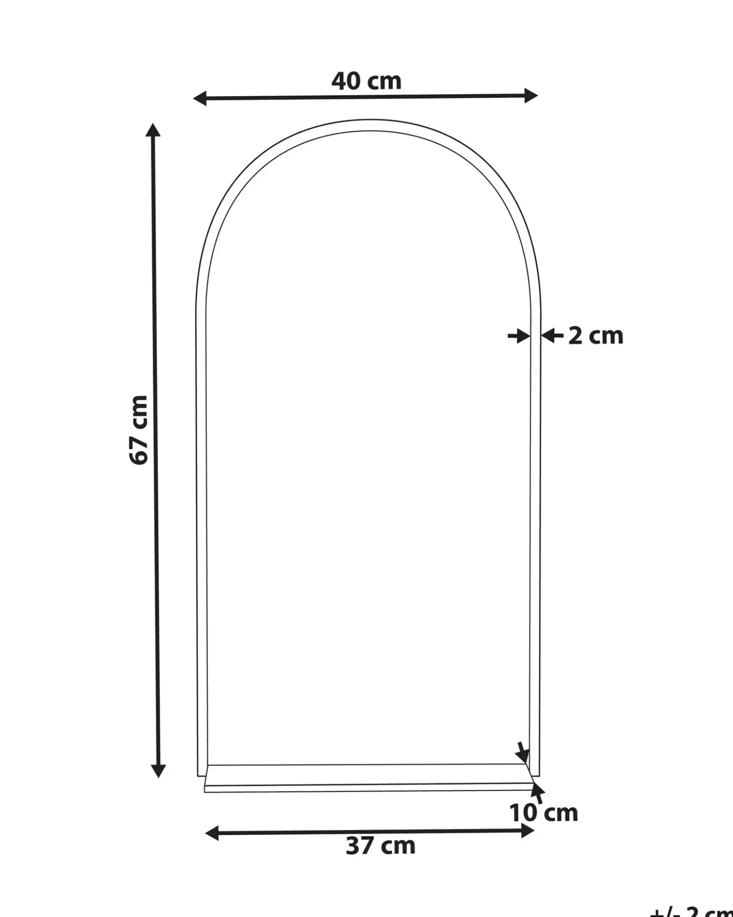 Vægspejl med hylde DOMME 40 cm 67 cm Metal Sort