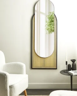 Vægspejl NEVERS 53 cm 143 cm PE-rattan Naturlig