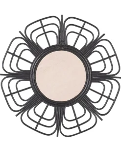 Vægspejl PASAKU 60 cm 60 cm Rattan Sort