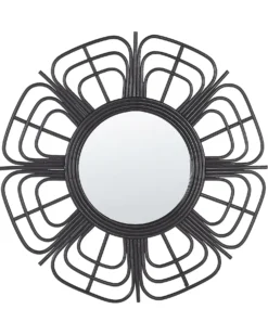 Vægspejl PASAKU 60 cm 60 cm Rattan Sort
