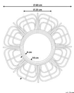 Vægspejl PASAKU 60 cm 60 cm Rattan Sort