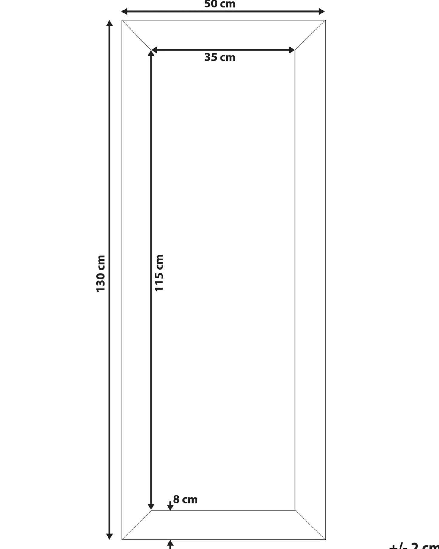 Vægspejl PLAISIR 50 cm 130 cm Sort