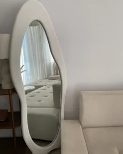 Vægspejl REIGNY 57 cm 160 cm Velour Hvid