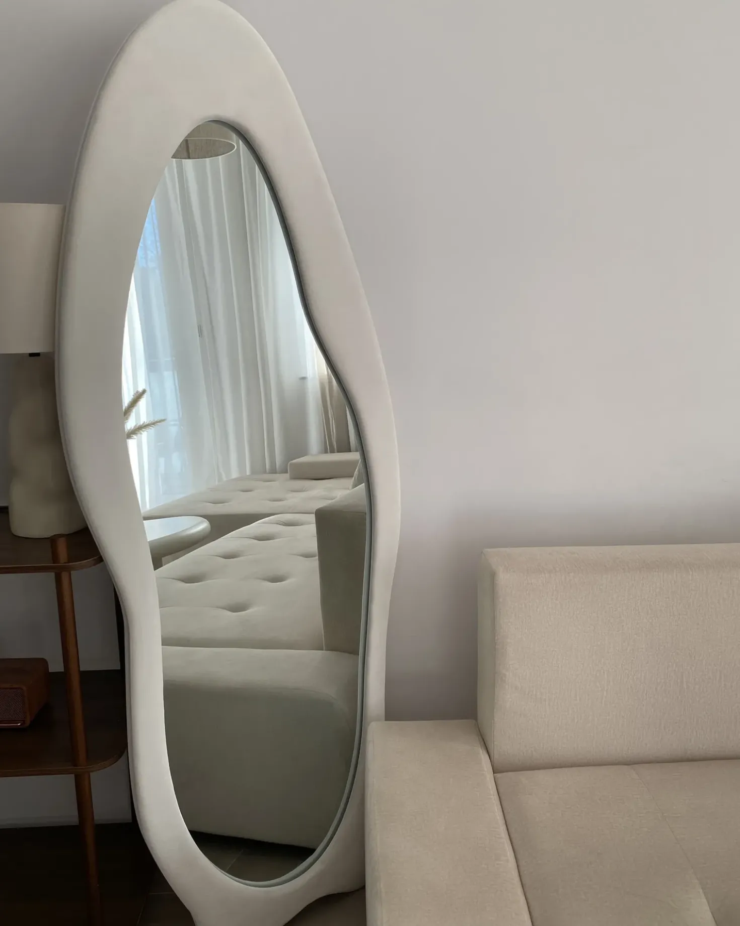 Vægspejl REIGNY 57 cm 160 cm Velour Hvid