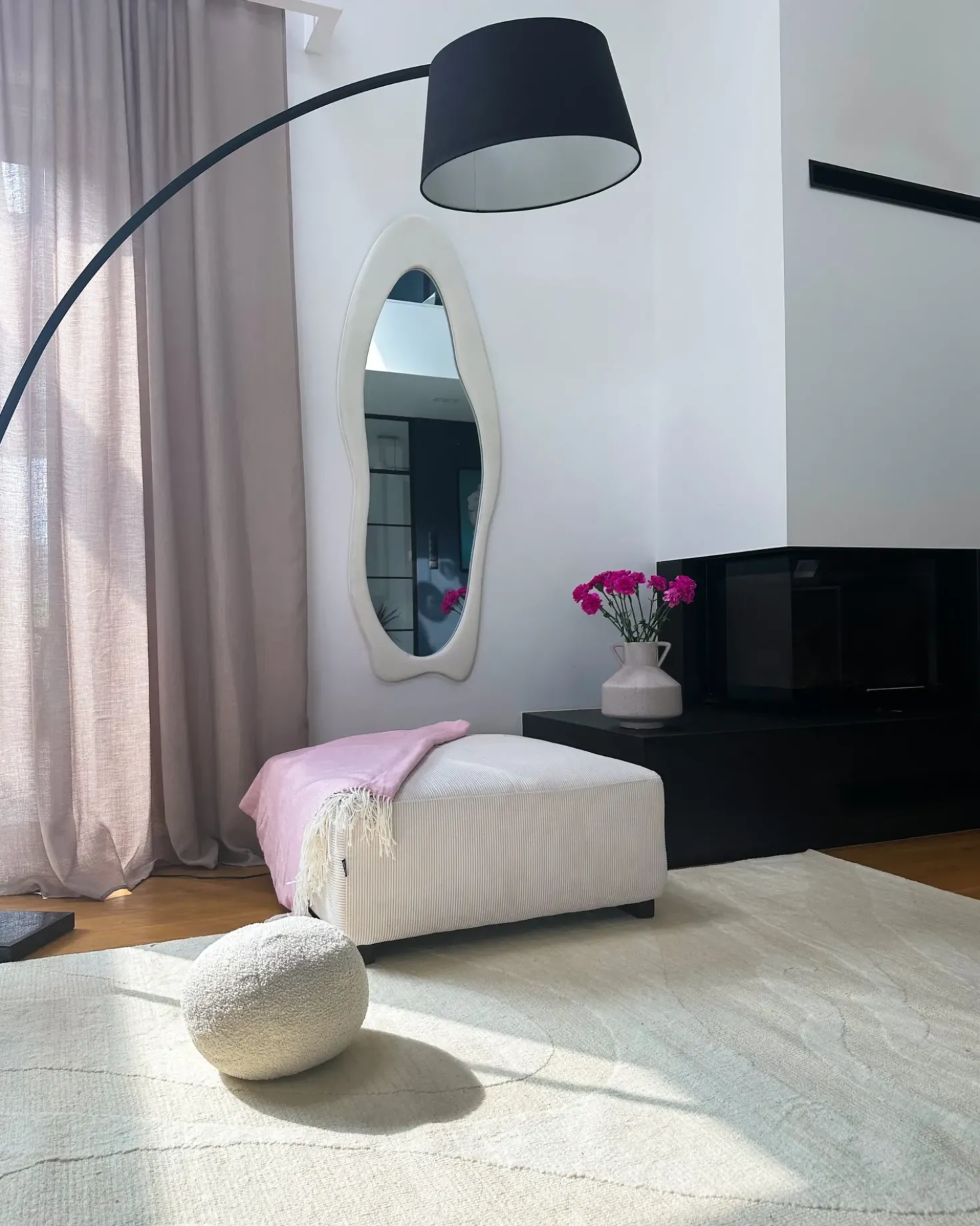 Vægspejl REIGNY 57 cm 160 cm Velour Hvid