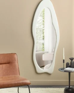 Vægspejl REIGNY 57 cm 160 cm Velour Hvid