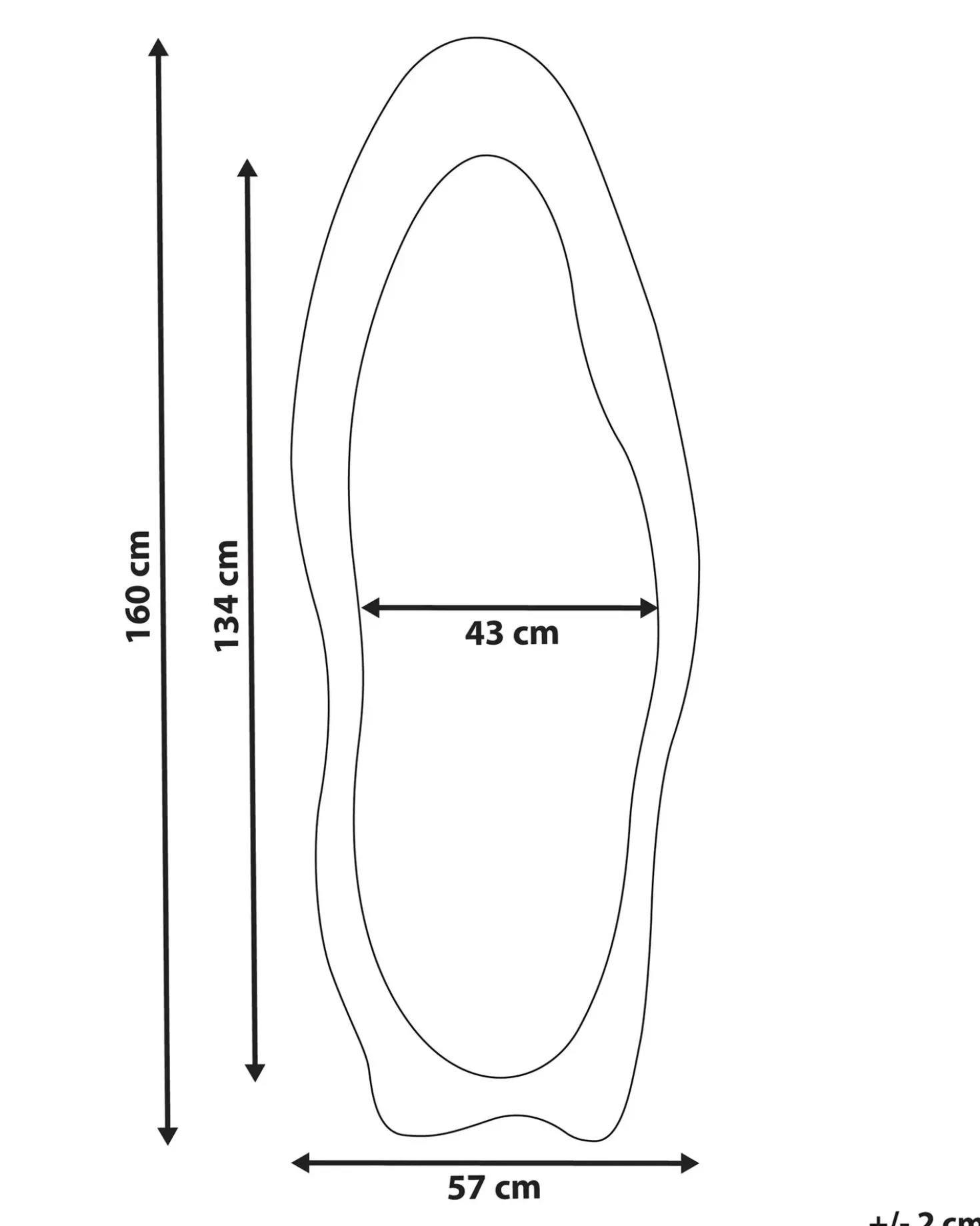 Vægspejl REIGNY 57 cm 160 cm Velour Hvid