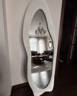 Vægspejl REIGNY 57 cm 160 cm Velour Hvid