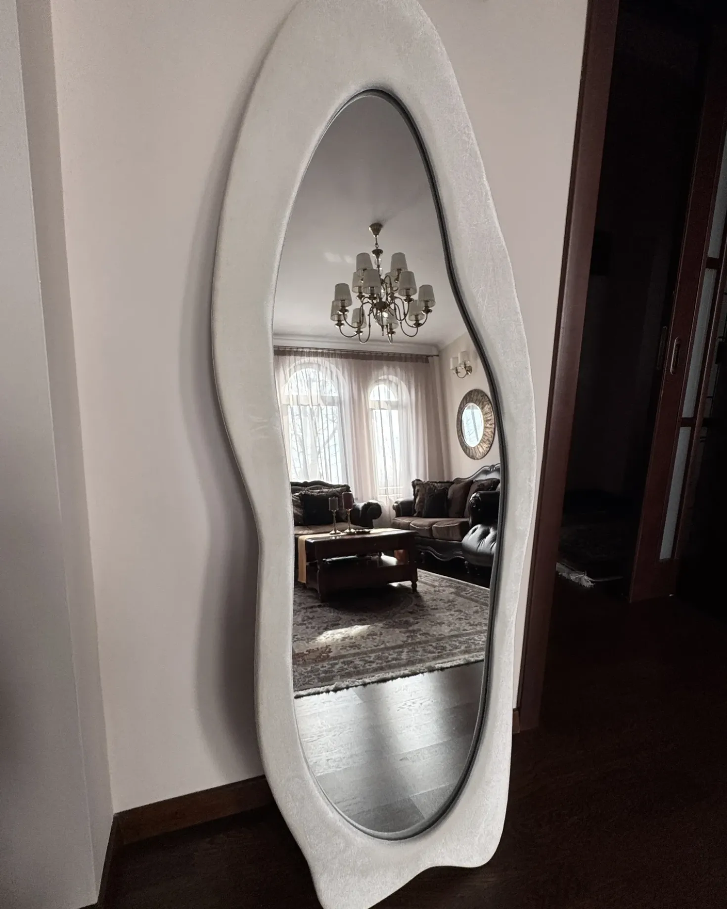 Vægspejl REIGNY 57 cm 160 cm Velour Hvid