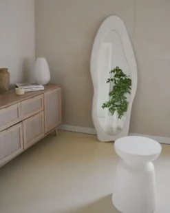 Vægspejl REIGNY 57 cm 160 cm Velour Hvid