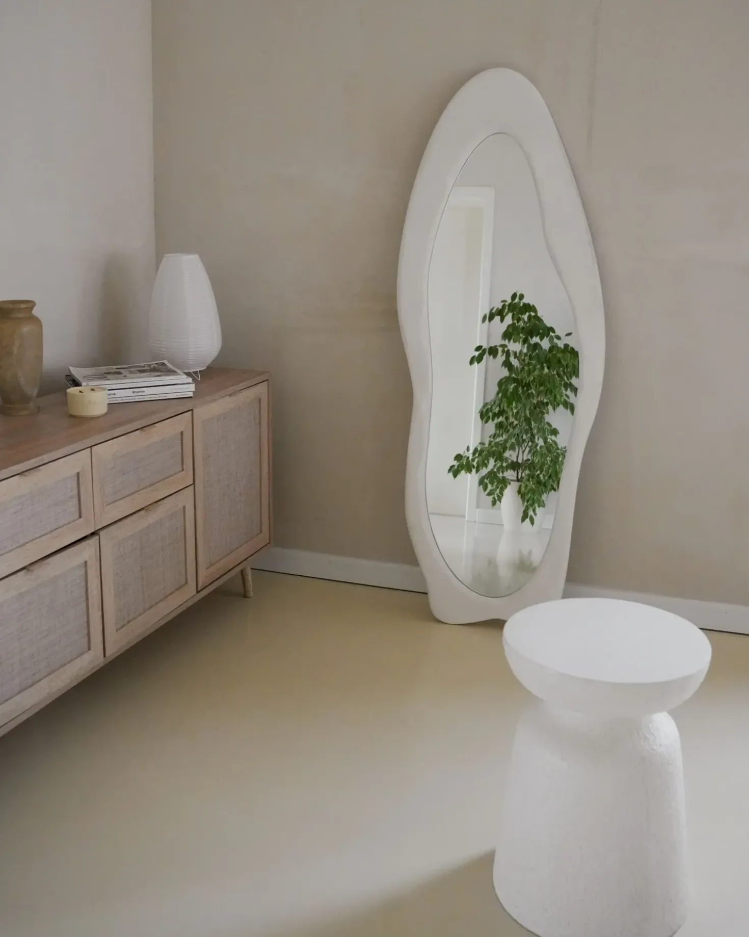 Vægspejl REIGNY 57 cm 160 cm Velour Hvid