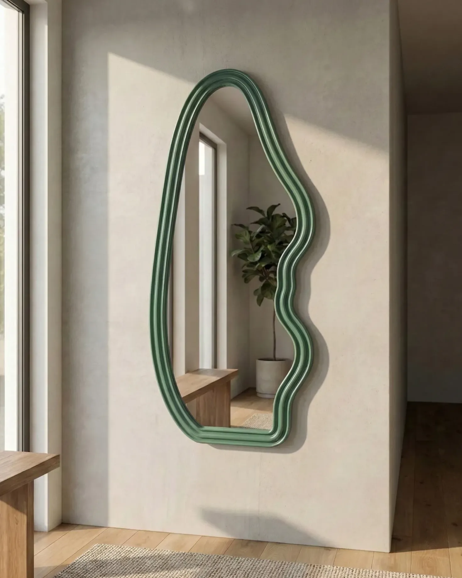 Vægspejl ROCLES 68 cm 160 cm Mørkegrøn