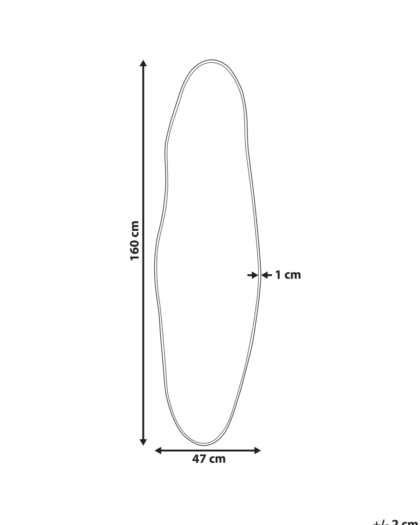 Vægspejl SALINS 47 cm 160 cm Metal Sort