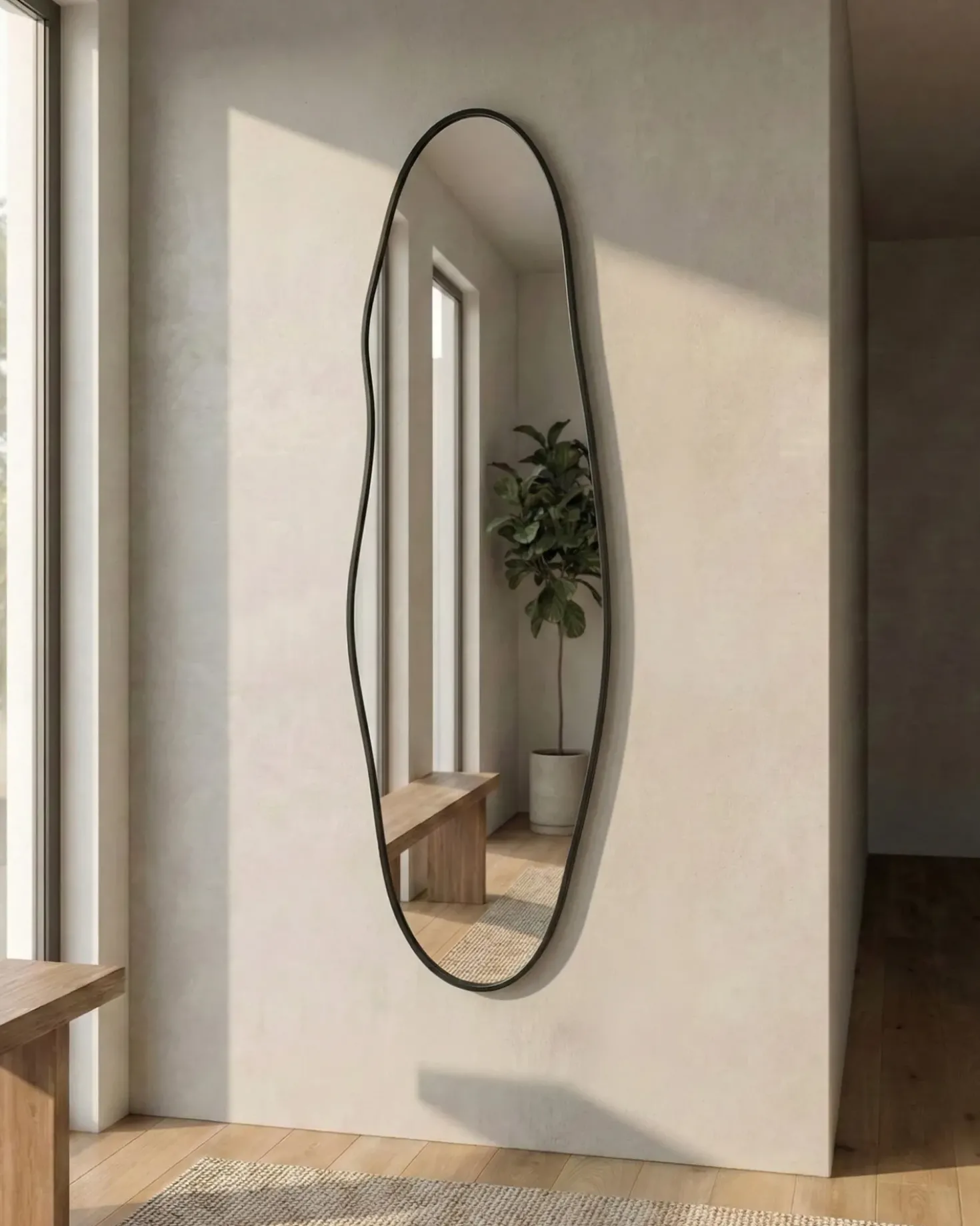 Vægspejl SALINS 47 cm 160 cm Metal Sort