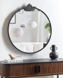 Vægspejl SOMMANT 67 cm 76 cm Metal Sort