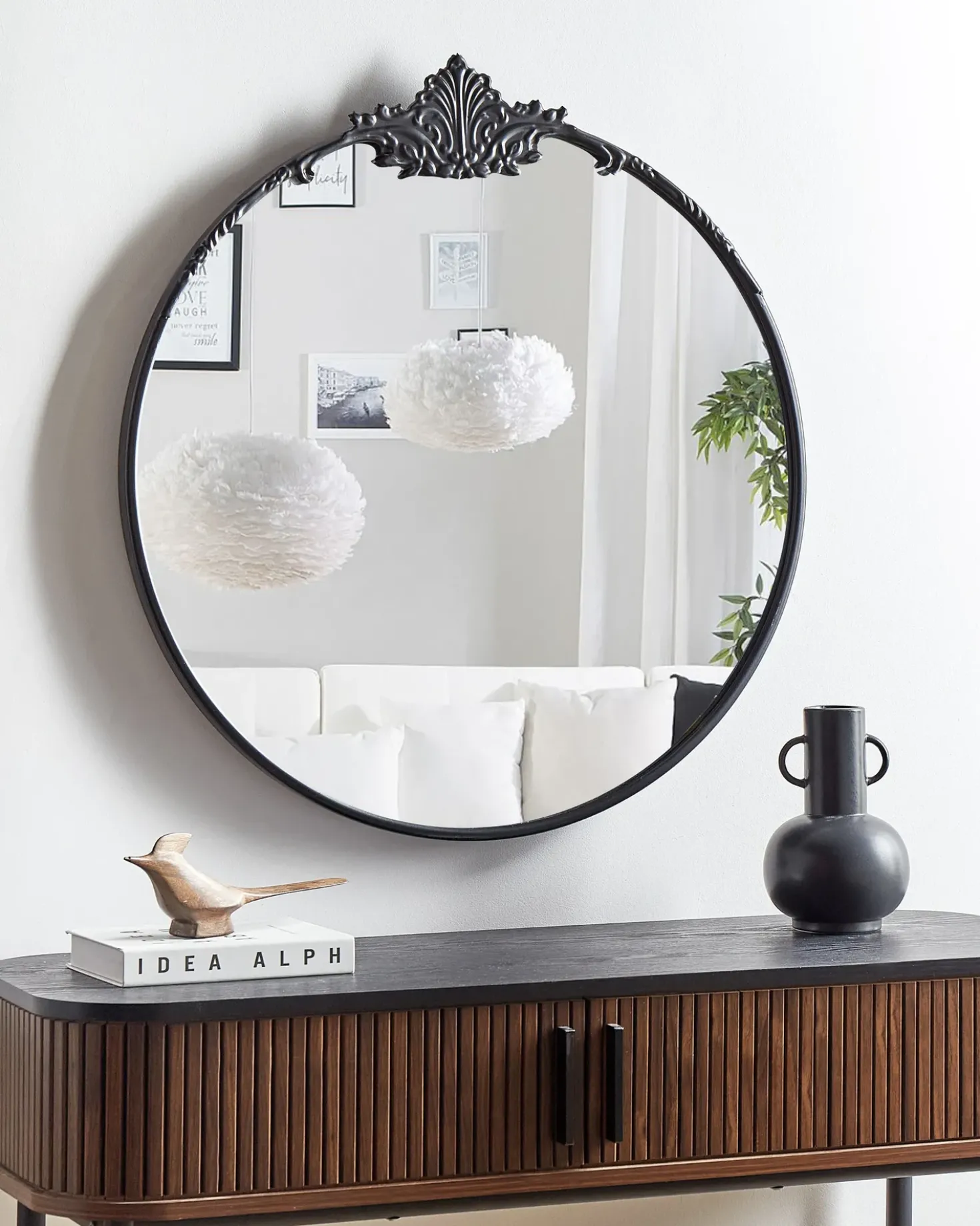 Vægspejl SOMMANT 67 cm 76 cm Metal Sort