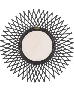 Vægspejl TAGOLU 60 cm 60 cm Rattan Sort