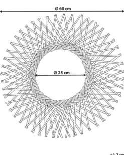Vægspejl TAGOLU 60 cm 60 cm Rattan Sort
