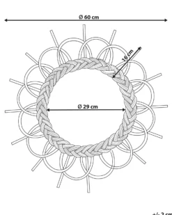 Vægspejl TELAKIA 60 cm 60 cm Rattan Sort