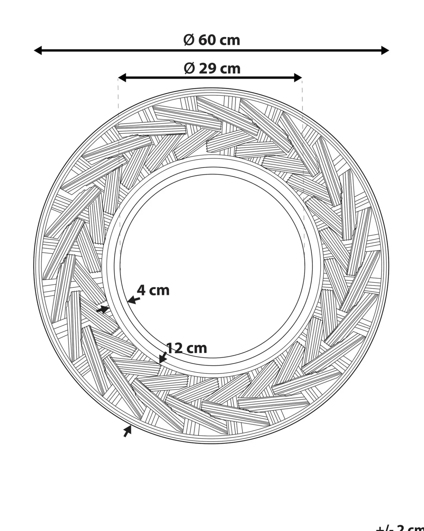 Vægspejl TIERGA 60 cm 60 cm Sort