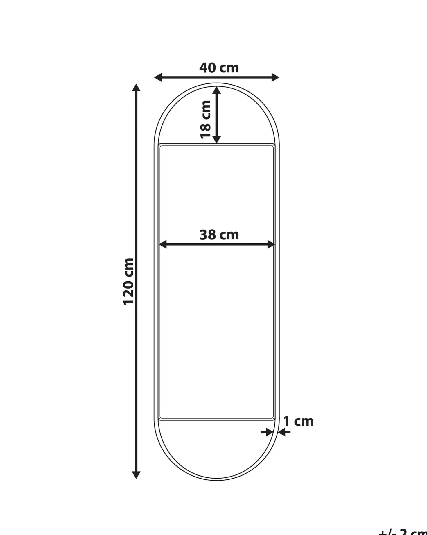 Vægspejl VALLERY 40 cm 120 cm Metal Sort