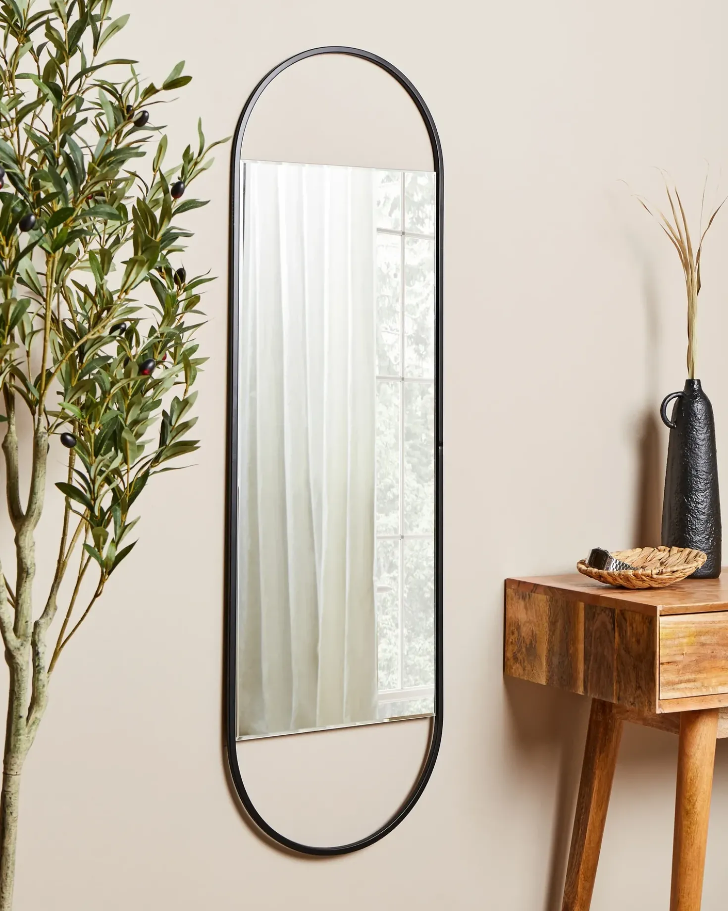 Vægspejl VALLERY 40 cm 120 cm Metal Sort