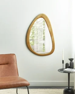 Vægspejl VENAS 61 cm 91 cm Velour Sennepsgul