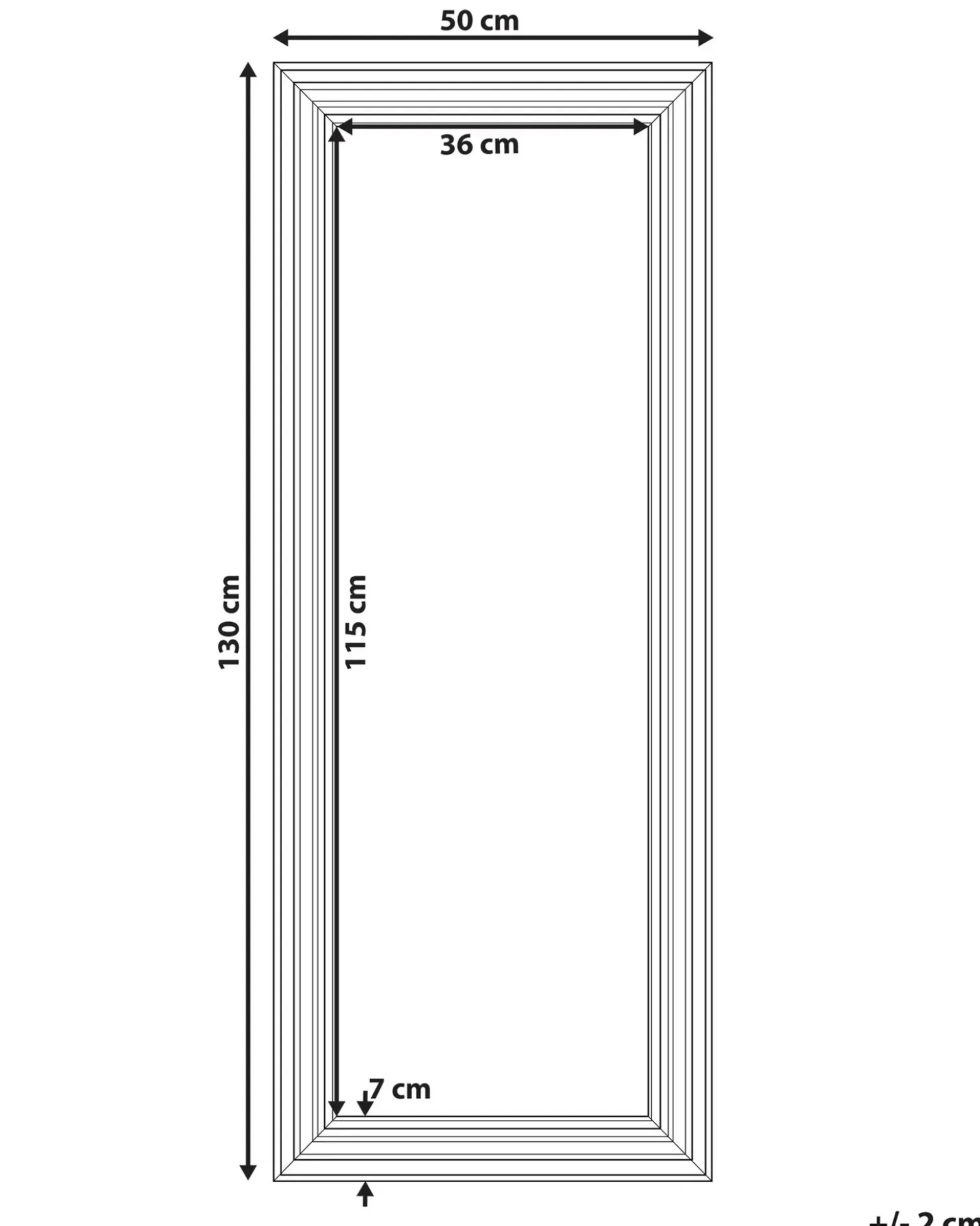 Vægspejl VERTOU 50 cm 130 cm Beige
