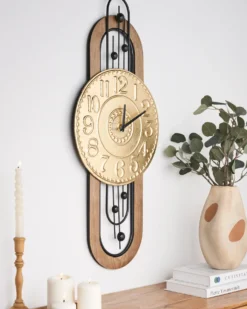 Vægur NOBELIUM 36 cm Metal Guld