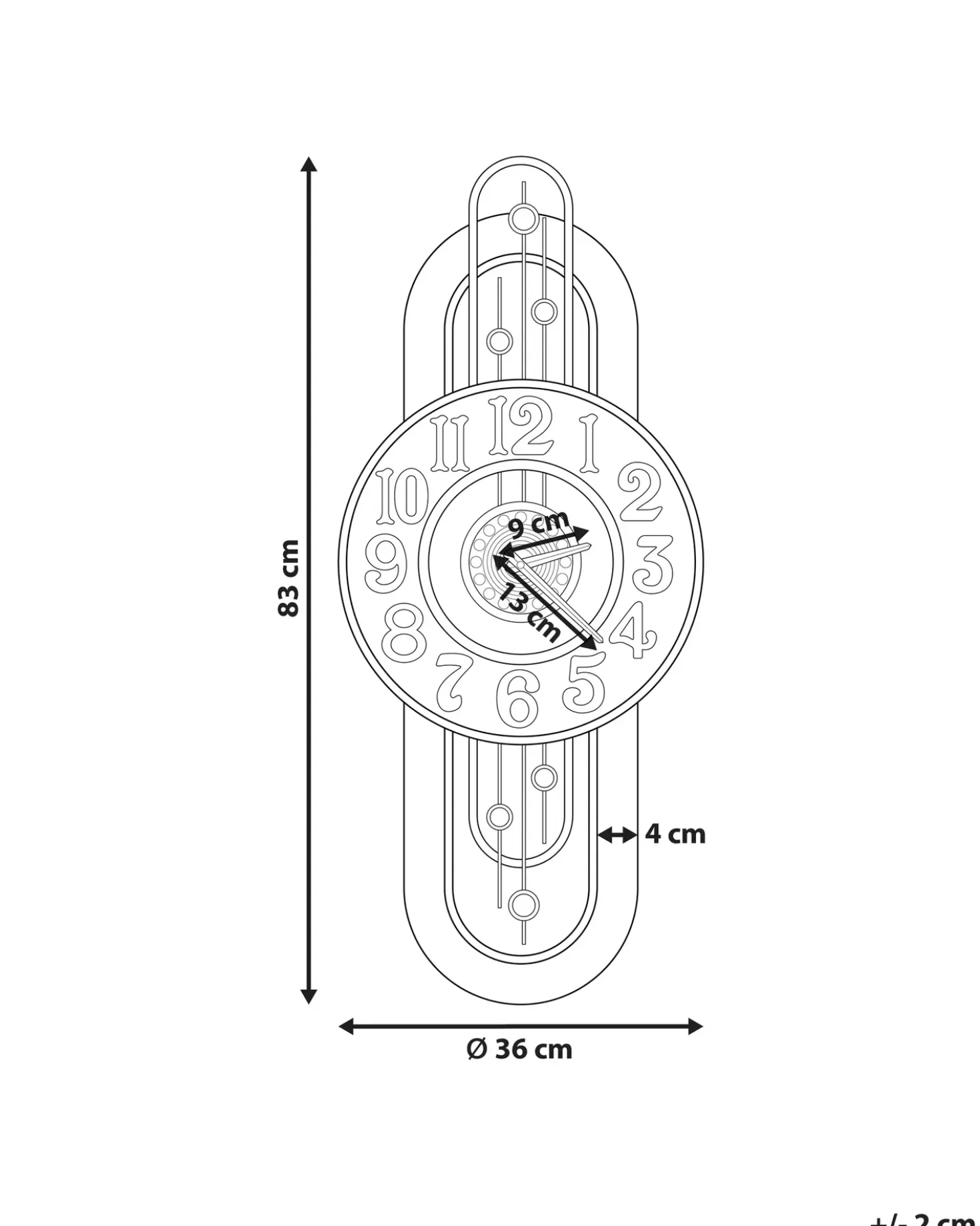 Vægur NOBELIUM 36 cm Metal Guld