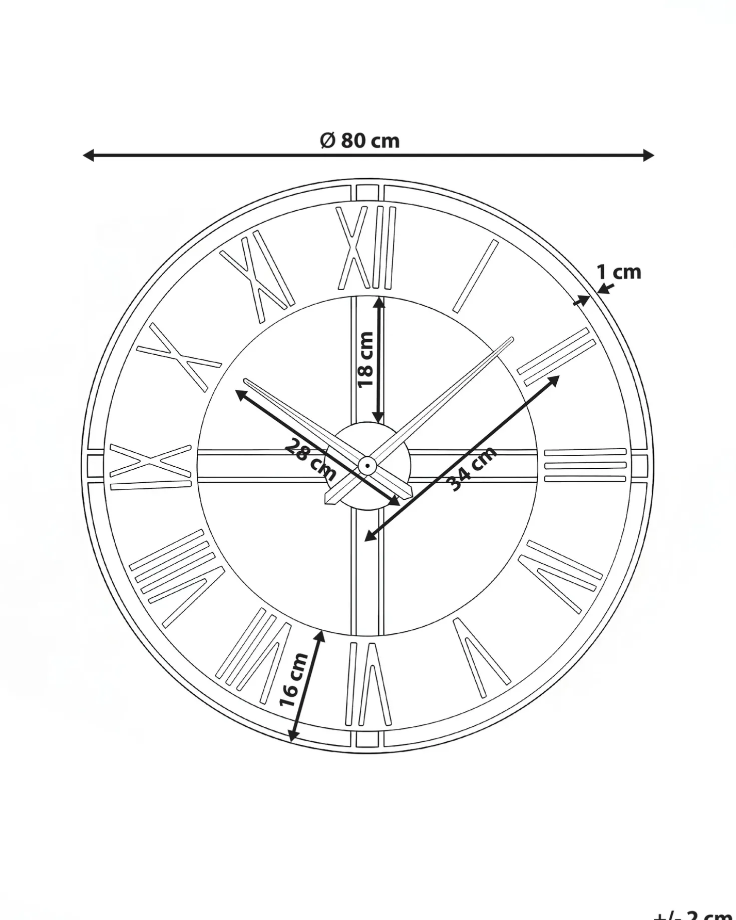 Vægur PERIGNY 80 cm Metal Sort